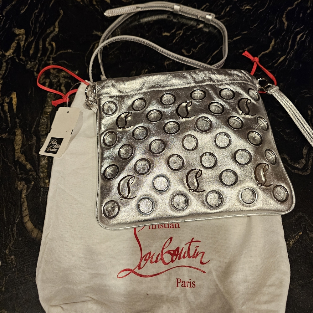 Christian Louboutin Silver Studded Crossbody Bag